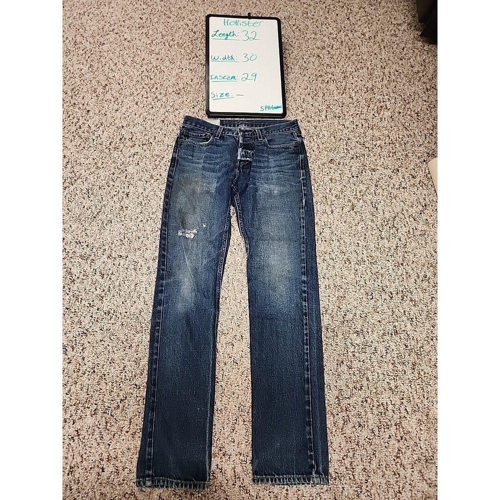 Hollister Mens Jeans 32 x 30 Authentic Blue Denim - Classic Straight Fit